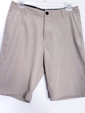 Division Tan Stripe Casual Chino Flat Front Shorts Men's Size 28